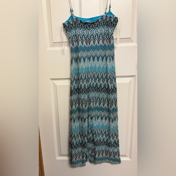 Summer dress teal design with leather beaded straps - Picture 3 of 3